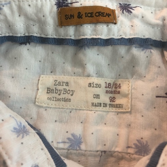 🎉3 For 15$🎉 Baby Boy White Summer Button Down Shirt With Palmtrees Size 18-24 - Picture 4 of 5